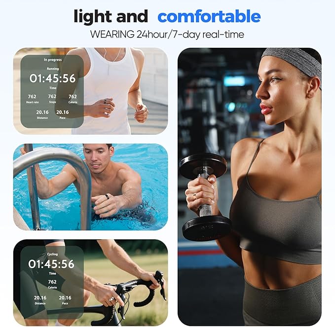 Smart Ring with Sleep Apnea Monitoring, No APP Subscription, 10-Day Battery Life, Stress/Heart Rate/Women's Health Tracker, Android & iOS Compatible (Rose Gold, 11)