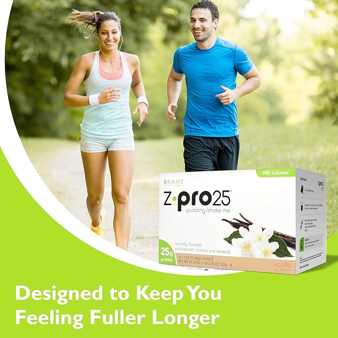 Z-Pro Vanilla Protein Drink Mix - High Protein, Low Calorie Low Fat Shake and Pudding Mix - Meal Replacement, On-the-Go Packets - Breakfast Boost - 25g Protein - 14 Packets