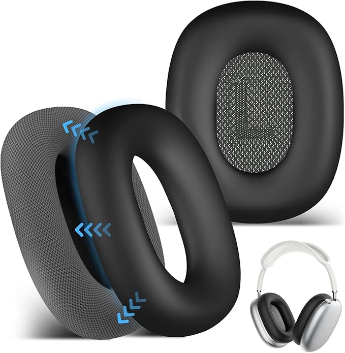 for AirPods Max Case Earpads Case Cover,EarCups Cover Protector,Soft Silicon Ear pad Cover for Airpods Max Accessories,Anti-Scratch No-Yellow Sweatproof Washable AirPod Max Case Cover-Black