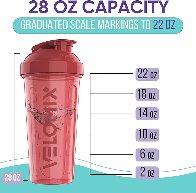 '-6 PACK- 28 oz Protein Shaker Bottle for Protein Mixes - 6x Wire Whisk | Leak Proof Shaker Cups for Protein Shakes | Protein Shaker Bottle Pack | Protein Shake Cup (Hawai Shadows)