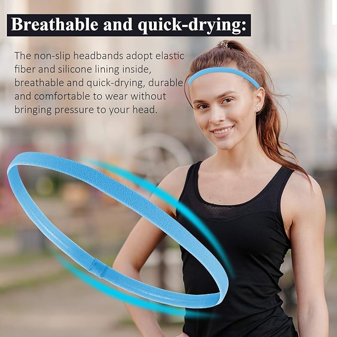 Sumind 4 Pieces Thick Non-Slip Elastic Sport Men Thin Headbands Football Hair Headbands for Women