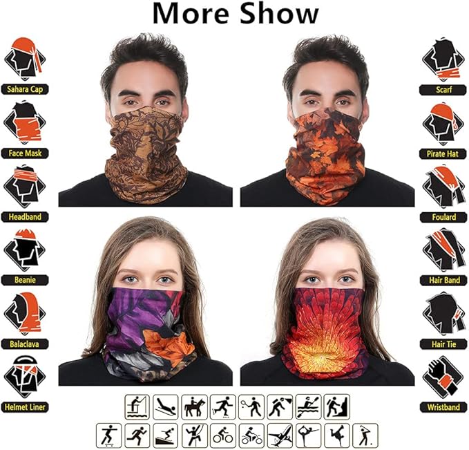 Headband Neck Gaiter Head Wrap Headwear Face Mask Magic Scarf Bandana for Men and Women