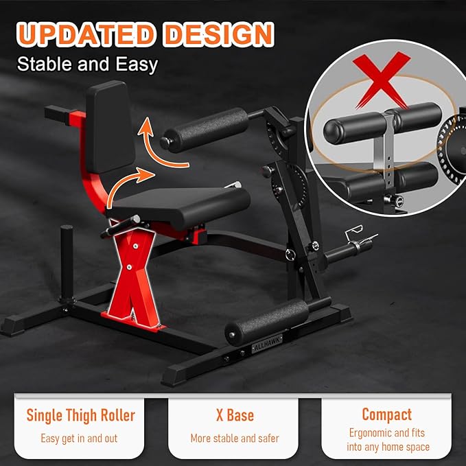 All-in-One Leg Extension and Curl Machine, Adjustable Seated Leg Rotary Extension Machine for Lower Body, Plate Loaded Home Gym Weight Machine for Thigh Workouts