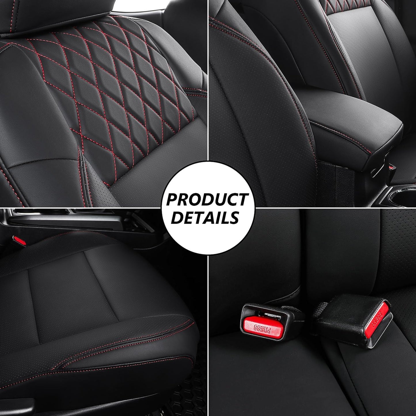 PTYYDS Seat Covers Compatible with 2016-2023 Toyota Tacoma Seat Covers Replacement for 16-23 Tacoma SR5 TRD Off Road Limited Accessories(Full Set,Black+Red)