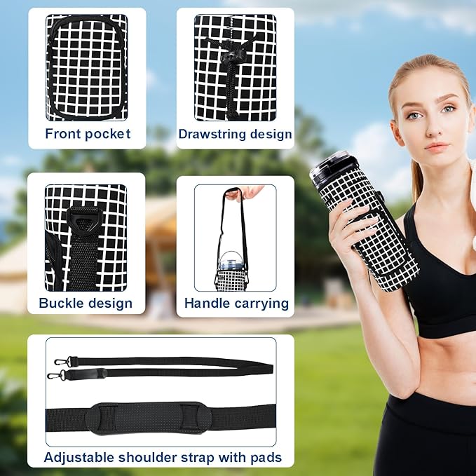 Storage Sleeve Bag for Ninja Blast Portable Blender with Shoulder Strap and Pocket Compatible with Ninja BC151NV/BC51NV/BC151BK/BC151CR/BC151EM/BC151PR/BC151WH Blast Portable Blender (black checkered)