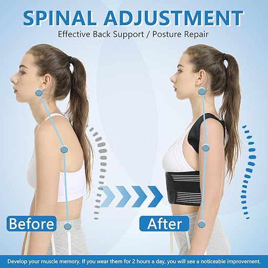 Back Brace Posture Corrector for Women & Men, Shoulder Straightener, Improve Posture Lumbar, Adjustable Full Back Support, Hunchback Correction, Upper and Lower Back Pain Relief, Scoliosis, Spine Corrector (X-Large)