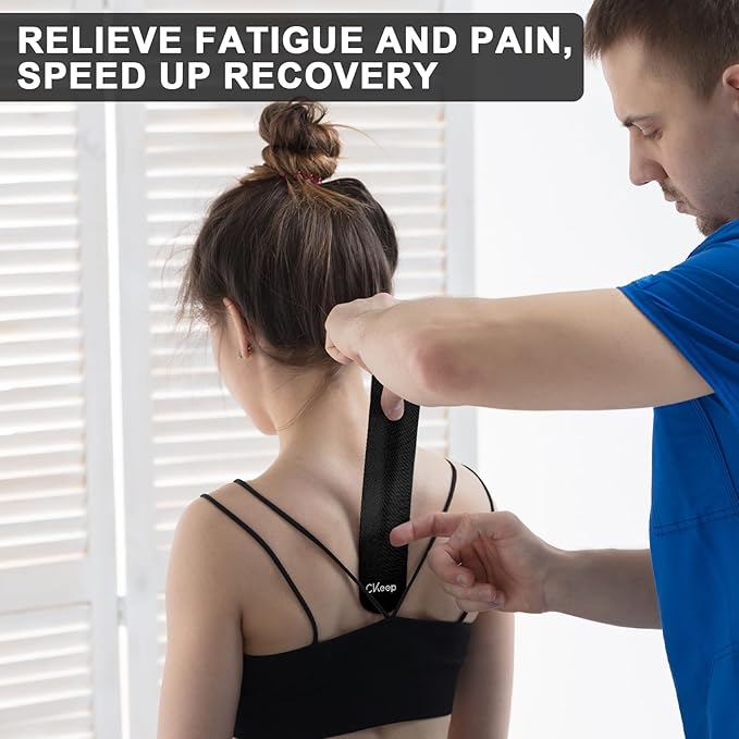 CKeep Kinesiology Tape, 2 Rolls Cotton Latex Free Hypoallergenic Elastic Precut Strips, 2 Inch Wide Waterproof Athletic Tape for Knees Pain Injuries Sprains, Black