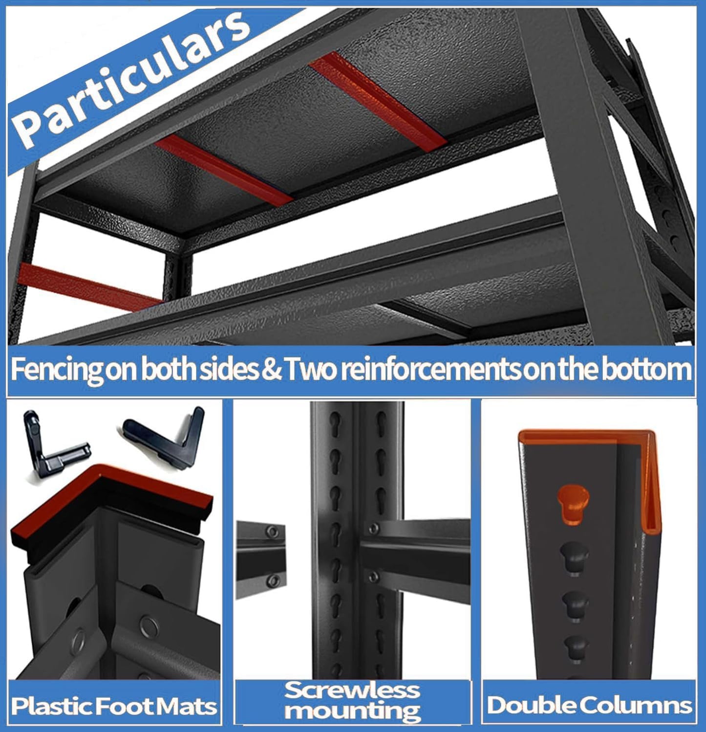 Garage Shelving 3500LBS Metal Storage Shelves 5-Tier Adjustable Garage Storage Shelves Heavy Duty for Basement, Commercial, Warehouse, Industrial, Black