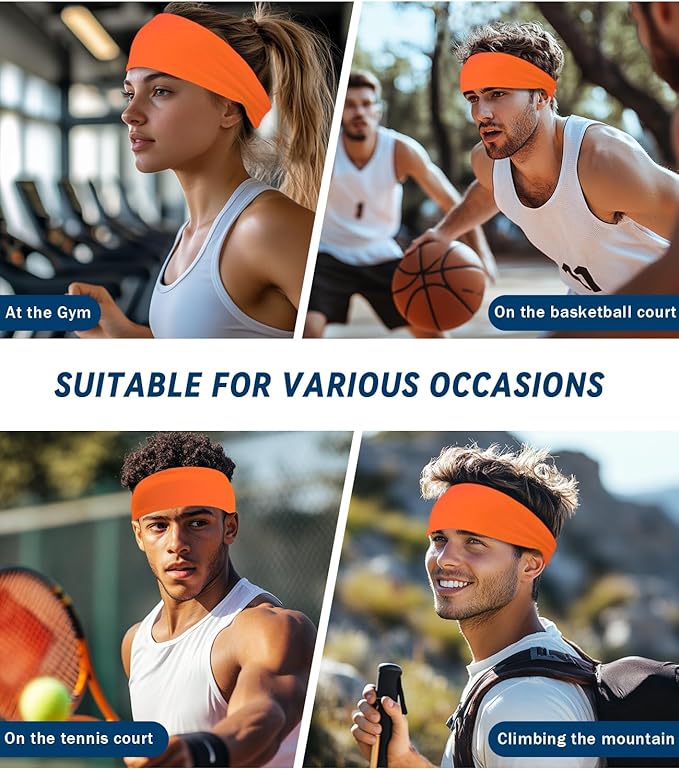 Headband for Men & Women, Sweat Wicking Sports Sweatband Headbands, Workout Running Training Yoga Basketball Hairband