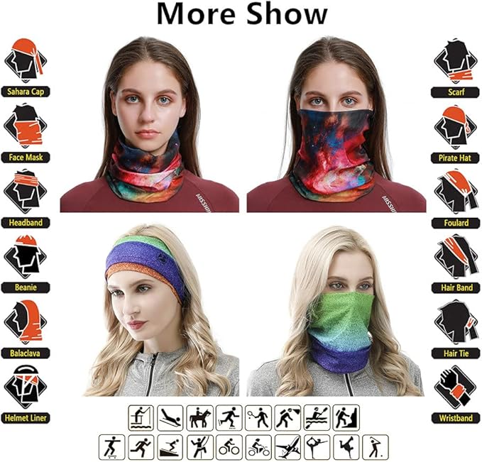 Headband Neck Gaiter Head Wrap Headwear Face Mask Magic Scarf Bandana for Men and Women