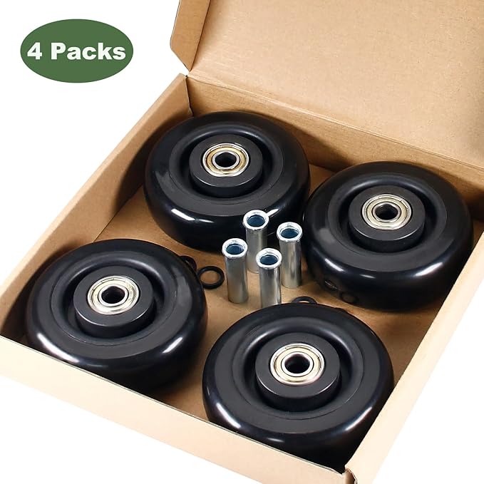 4" x 1.25" Push Cart Wheels PU Caster Wheel Workbech Wheels, Grocery Cart Wheels, Replacement Just Wheels for Platform Trucks, Rolling Instrument Road Cases, Trolleys 4 Inches Wheels 3/8" axle