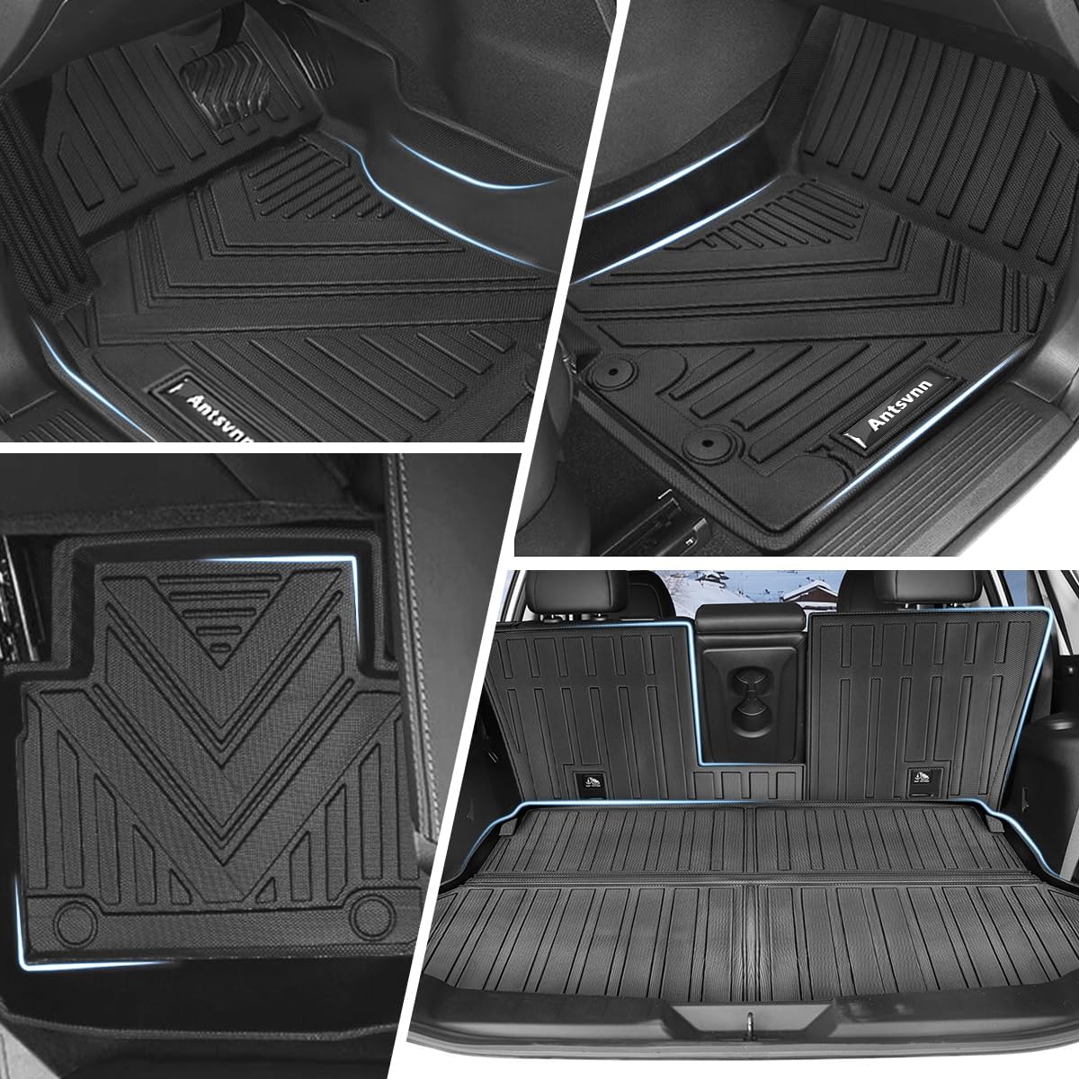 Fit for 2020-2014 Nissan Rogue Floor Mat Backrest Mat Cargo Liner, All-Weather Rear Floor Trunk Liner Cargo Liner Protector Fit for Nissan Rogue Accessories 2020 2019 2018 2017-2014(Full Set)