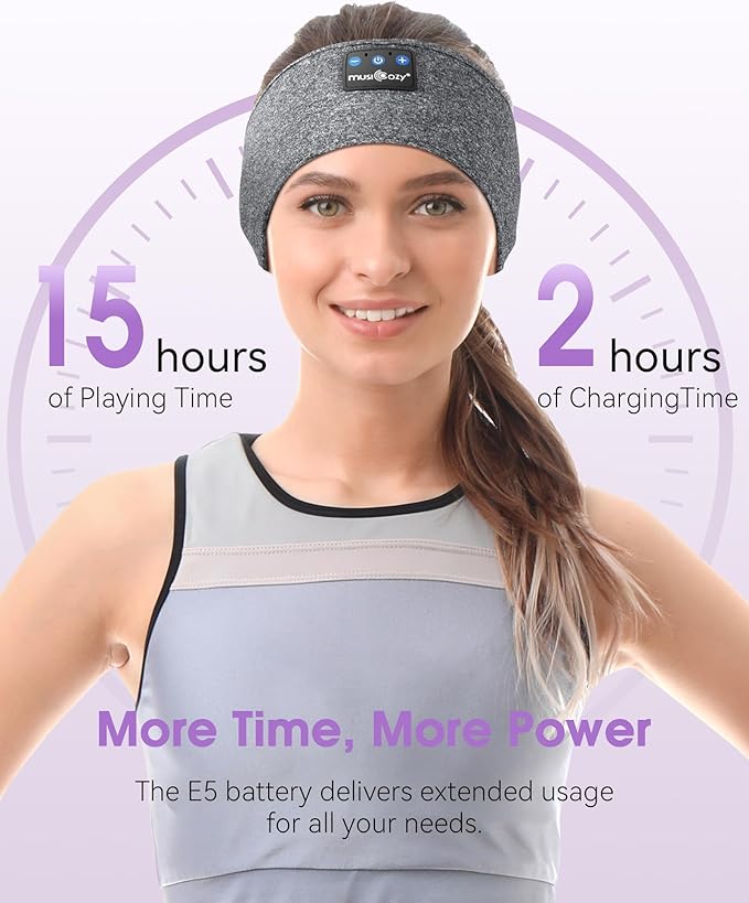 MUSICOZY Sleep Headphones Bluetooth Headband, 14 Hours Playtime, Sports Sweat Resistant with Hi-Fi Stereo for Workout Running