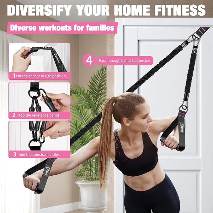 Pull Up Assistance Bands,Up to 300 lbs Assistance,Adjustable Heavy Duty 4 Resistance Bands for Pull up, with Feet/Knee Rest, Handle and Door Anchor for Home Gym Fitness Exercise Strength Training