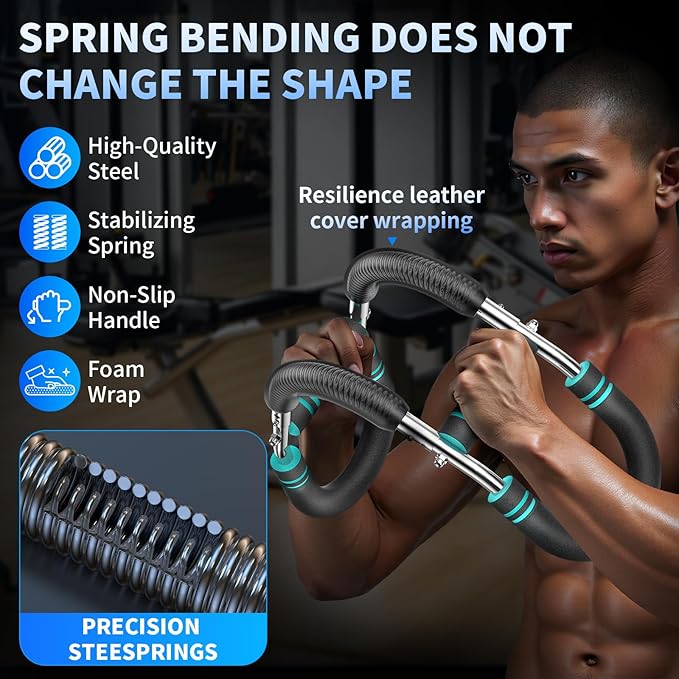 Twister arm Trainer, Adjustable Resistance Chest Workout Equipment,Forearm Power Exercise bar , pectoralis spinalis Device, Portable Detachable Design