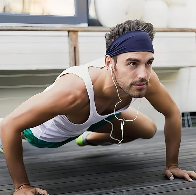 Workout Headbands for Men, 6 Pack Mens Running Headband Stretchy Sweatband Sports Headband