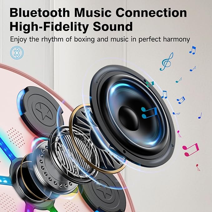 Music Boxing Machine, 2025 Upgrade Boxing Music Workout Machine for Adults Women Kids, Smart Bluetooth Boxing Music Trainer, Wall Mounted Musical Punching Pad, Boxing Machine with Gloves and Headband