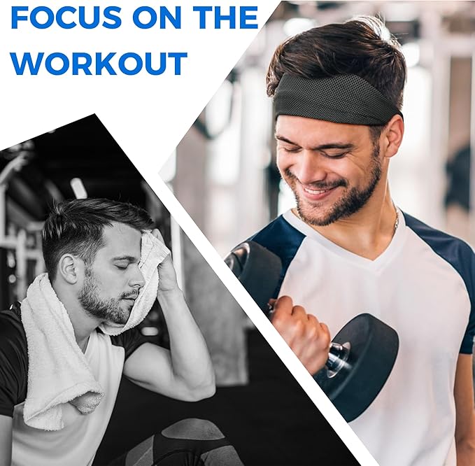 Sukeen Cooling Headband for Men Women, Instant Cooling Running Headband, Sweat Headbands for Workout, Sports Headbands for Yoga, Golf, Gym, Camping, Tennis, 20 inches