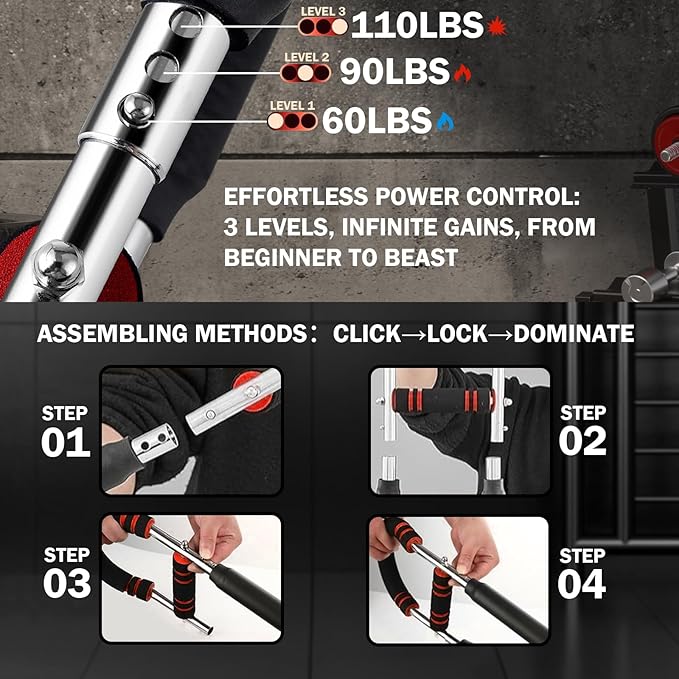 Twister Arm Trainer, 60-110lb Adjustable Chest Workout Equipment, Anti-Slip Grips & Double-Spring Safety, Arm Trainer for Men/Women, Portable Home Fitness Equipment