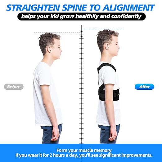 Lexniush Posture Corrector for Women/Men, Adjustable Upper Back Brace for Back Pain Relief, Lightweight Posture Support Straightener for Teenagers Boys Girls to Improve Slouch, Prevent Humpback, XL