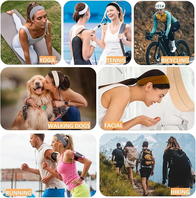 Headbands for Women Non Slip Women Sport Headbands, Sweat Headbands for Workout Yoga Running, Stretchy Hair Bands for Women's Hair
