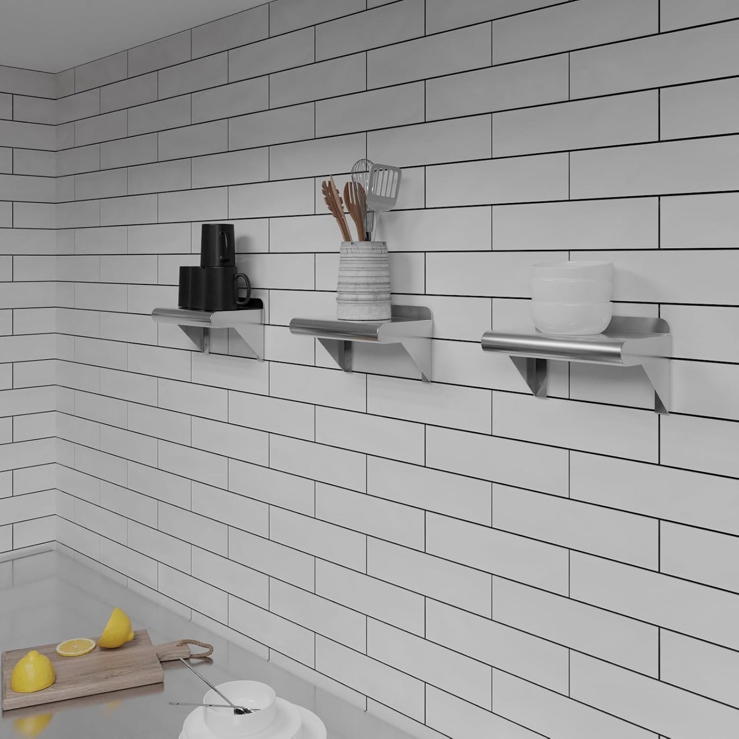 AmGood 6 in. x 10 in. Stainless Steel Wall Mount Shelf. Commercial/Home. Kitchen, Restaurant, Garage, Laundry, Utility Room. NSF