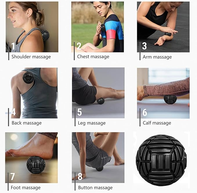 Tetop Fitness Muscle Massage Ball, 3.15in, Therapy Ball for Trigger Point Massage, Myofascial release, Mobility ball for Exercise & Recovery (Purple)