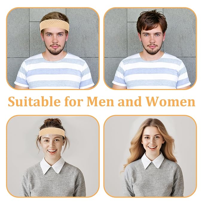 Adjustable Silicone Wig Headband Grip, 2 PCS Wig Grip Band Adjustable Elastic Fixed Non Slip Wig Straps Women Men Wig Bands Sweat-Proof Hold Wig Cap Hairband for Keeping Wig in Place(Beige)