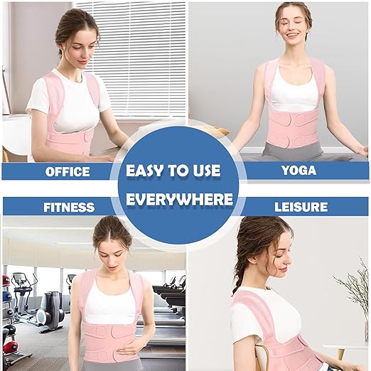 Posture Corrector for Women,Adjustable Full Back Brace and Shoulder Straightener,for Back Pain Relief,Hunchback Correction,Scoliosis,Thoracic Spine,Posture Trainer (Pink, Small)