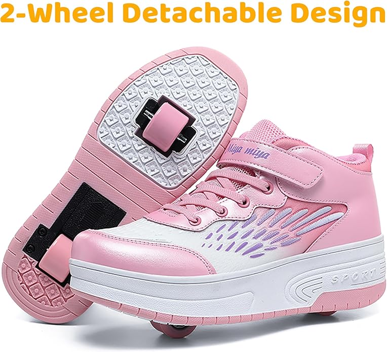 Wooowyet Roller Skate Shoes for Kids Boys Girls Rechargealbe Wheels Sneakers Fashion Roller Wheeled