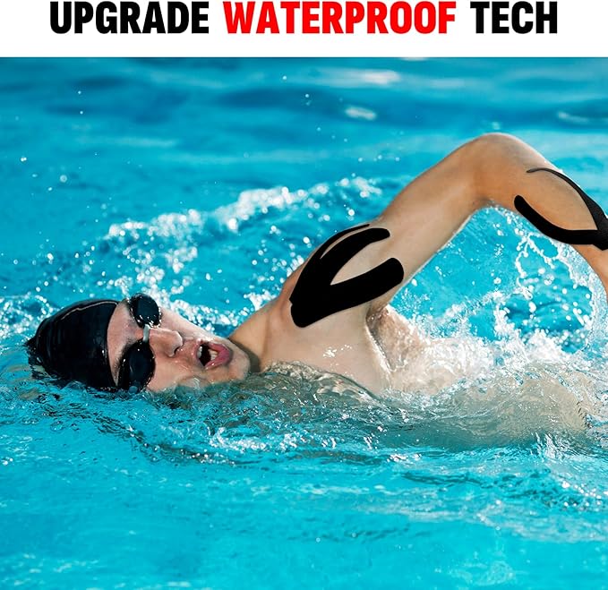 5 Rolls Kinesiology Tape, 2 inch x 16.4 Feet Waterproof Athletic Tape, Uncut Kinetic Tape, Muscle Tape, Sports Tape, Knee Tape for Exercise and Daily Use - Black