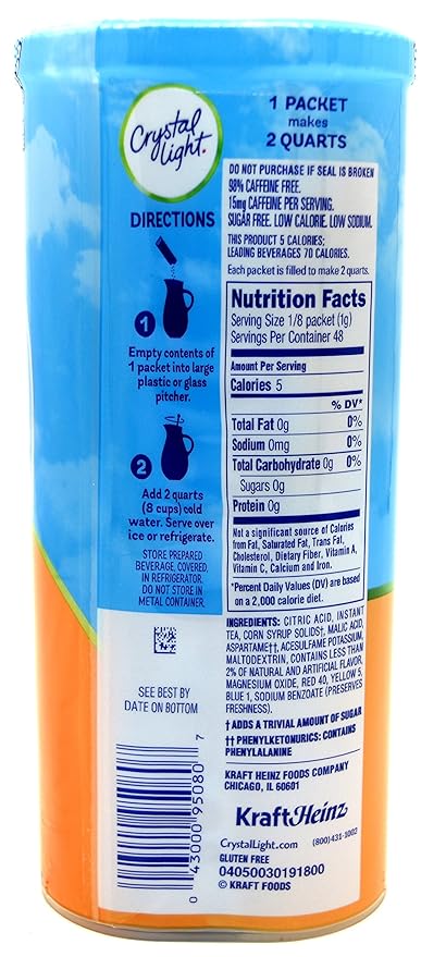 Crystal Light Peach Iced Tea Drink Mix, 12-Quart Canister (Pack of 7)