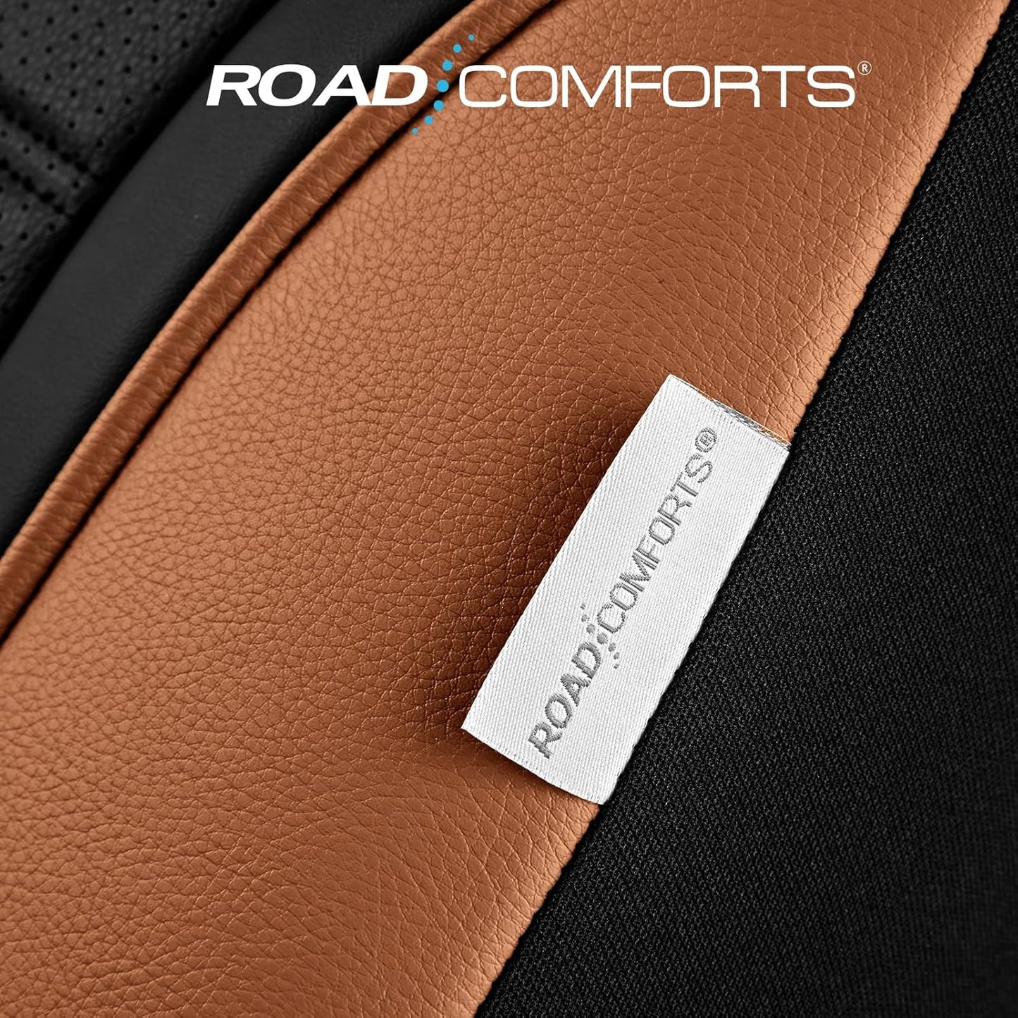 Road Comforts Leather Seat Covers, Breathable Car Seat Covers Full Set for Men,Airbag Compatible, Automotive Seat Covers Set Universal Fit Most Cars,Vans,Truck,SUV