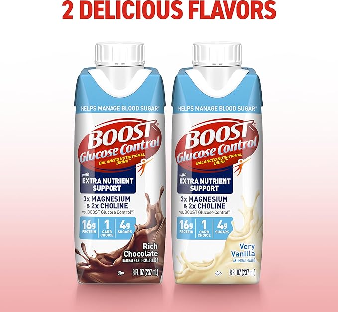 BOOST Glucose Control Ready to Drink Nutritional Drinks with Extra Nutrient Support Drink, Rich Chocolate, 8 Fl Oz, Pack of 24