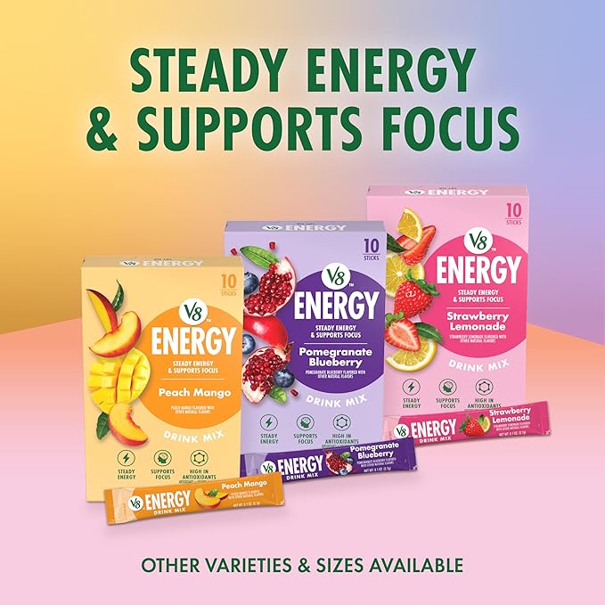 V8 Energy Strawberry Lemonade Energy Drink Powder, .10 oz Packet (120 Count)