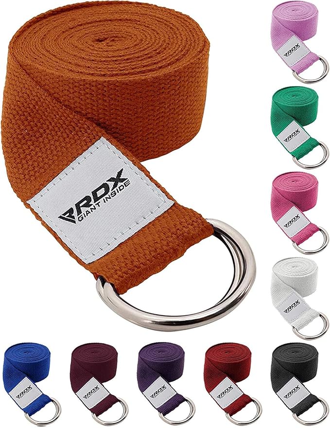 RDX 8ft Yoga Strap with D-Ring Buckle, Durable Polyester Cotton Adjustable Belts for Stretching Pilates Dance Gymnastics General Fitness Holding Poses Flexibility Physical Therapy, Home Gym Workout