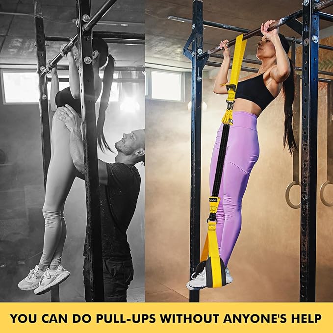 HPYGN Pull Up Assistance Bands, Heavy Duty Resistance Band for Pull Up Bar, Adjustable Weight/Size with Fabric Feet/Knee Rest, Bands for Pull Up Assist for Strength Training, Pull Up Assist Band