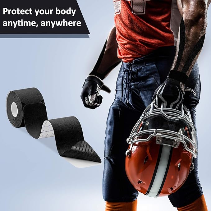 MUEUSS Kinesiology Tape,Sports Tape,Athletic Tape Elastic Cotton Precut Strips,Waterproof Tape for Muscles,Knees,Shoulders Plantar Fasciitis Pain Relief,Pregnancy Belly Tape (2rolls Black&Beige)