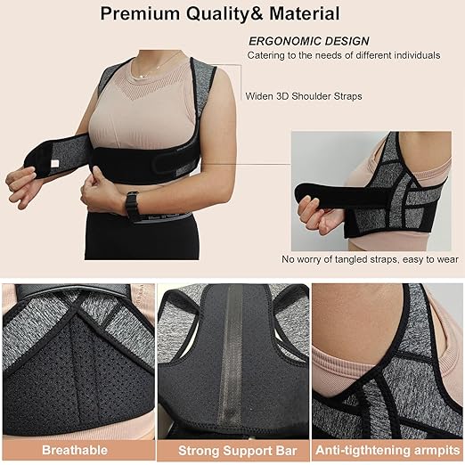 CMCOOPLX Posture Corrector for Women-Invisible Lightweight Back Brace Support for Neck, Shoulder and Upper Back Pain Relief - Improve Posture, Correct Hunchback Slouching (Medium)