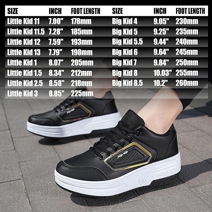 Wooowyet Roller Skate Shoes for Kids Boys Girls Rechargealbe Wheels Sneakers Fashion Roller Wheeled