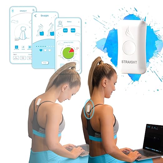 Posture Corrector Trainer for Women & Men - Updated Intelligent Posture Trainer - Upper Back Brace Smart Straightener Office Work Support - Shoulder & Back Posture Corrector Device