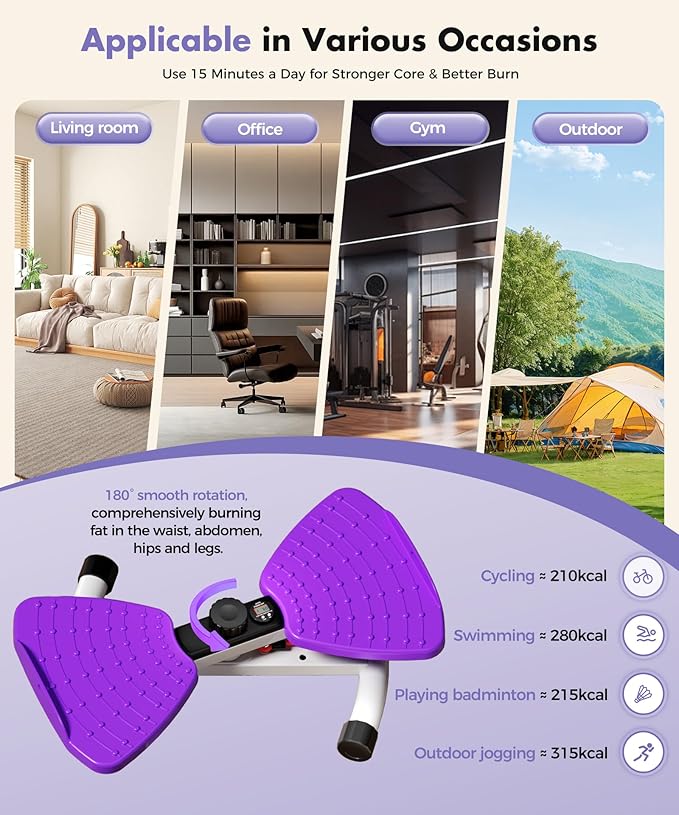 Waist Twisting Machine Fitness Tool, Ab Twister Board with the Smart LED Digital Monitor, 330LBS Capacity & 20dB Ultra-Quiet, Anti-Slip Home Gym Workout Equipment for Women Belly Fat