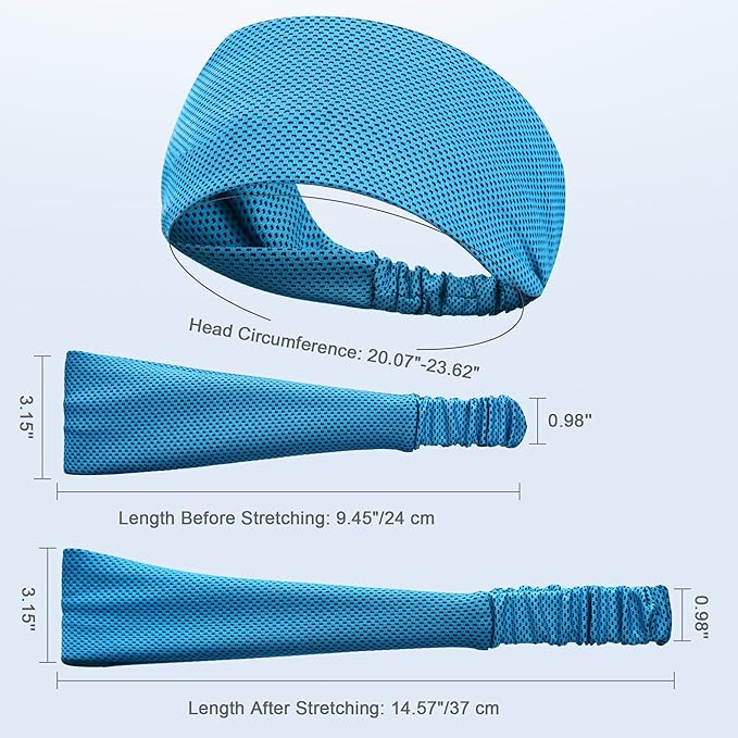 Sukeen Cooling Headband for Men Women, Instant Cooling Running Headband, Sweat Headbands for Workout, Sports Headbands for Yoga, Golf, Gym, Camping, Tennis, 20 inches