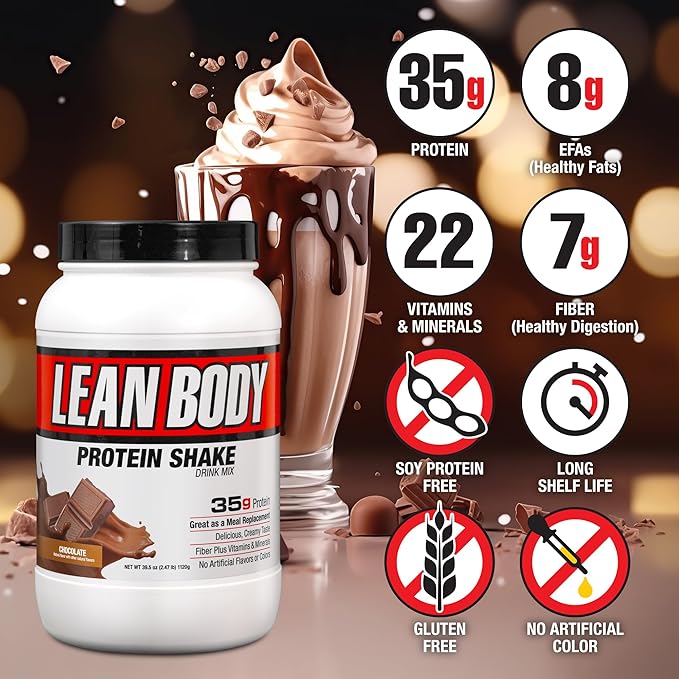 Labrada Nutrition Lean Body Hi-Protein Meal Replacement Shake, Chocolate, 2.47 Pound Tub(Pack of 1)