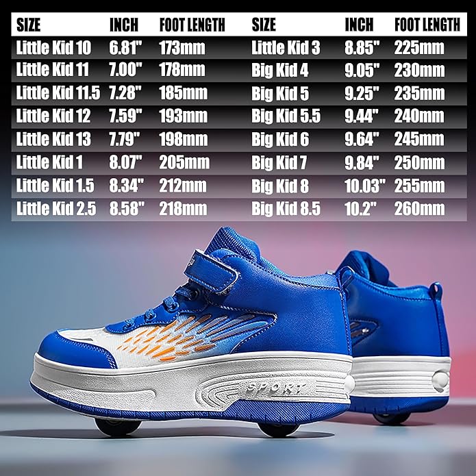 Wooowyet Roller Skate Shoes for Kids Boys Girls Rechargealbe Wheels Sneakers Fashion Roller Wheeled