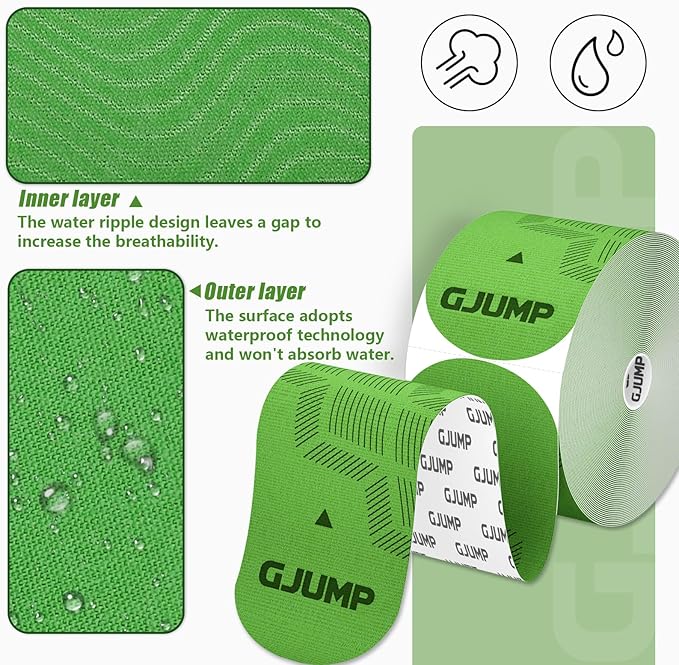 Kinesiology Tape, Original Cotton Elastic Athletic Tape for Muscle Strain Relief & Joint Support, 40 Count Precut Strips 2 Rolls, Waterproof & Breathable Sports Tape for Support and Recovery