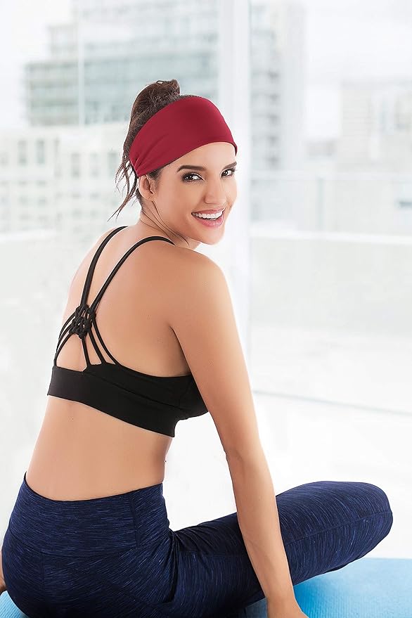 IUGA Adjustable Headbands for Women Non Slip Stretchy Workout Sweatbands for Sports Yoga Fitness Running Hairbands Bike Helmet Friendly Fits All Women & Men