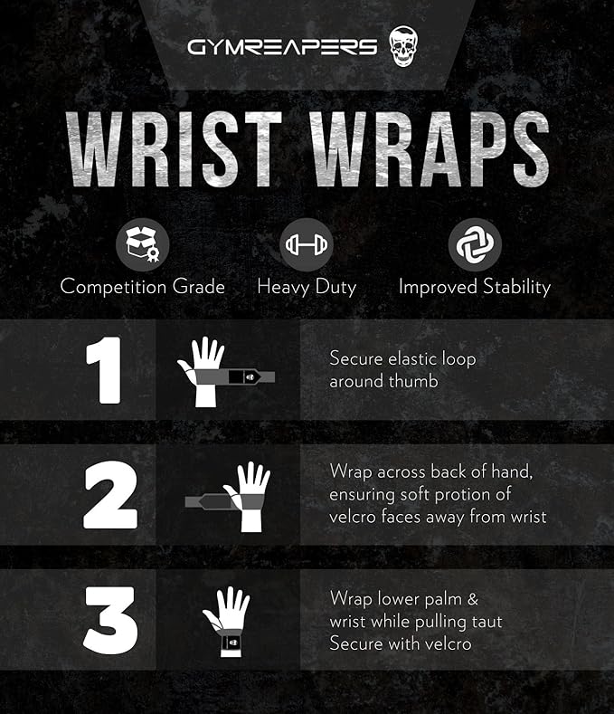 Wrist Wraps Weightlifting - Stiff Heavy Duty 18 inch Wraps With Thick Thumb Loop For Powerlifting, Bodybuilding, Cross Training, & Heavy Presses