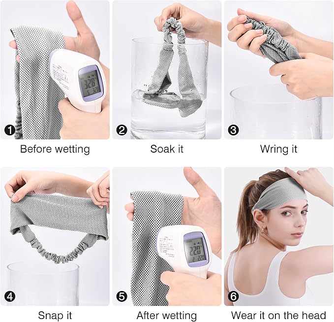 Sukeen Cooling Headband for Men Women, Instant Cooling Running Headband, Sweat Headbands for Workout, Sports Headbands for Yoga, Golf, Gym, Camping, Tennis, 20 inches