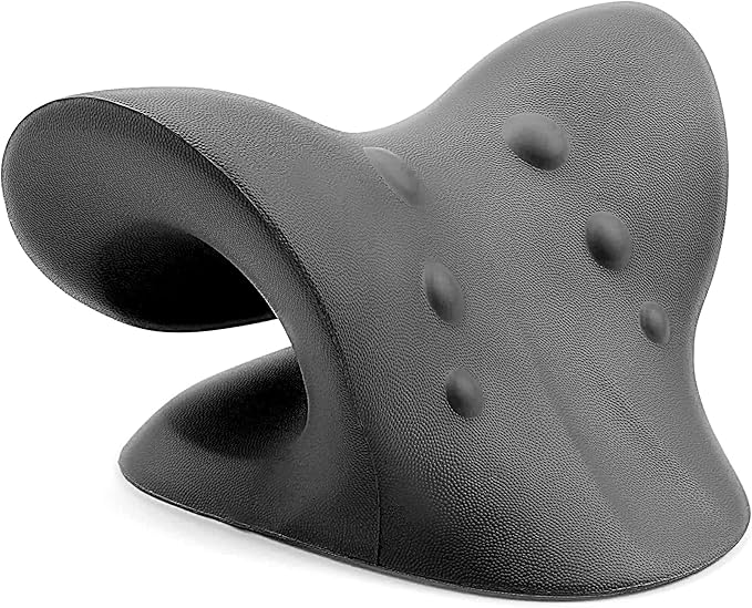 RESTCLOUD Neck and Shoulder Relaxer, Cervical Traction Device for TMJ Pain Relief and Cervical Spine Alignment, Chiropractic Pillow, Neck Stretcher (Black)